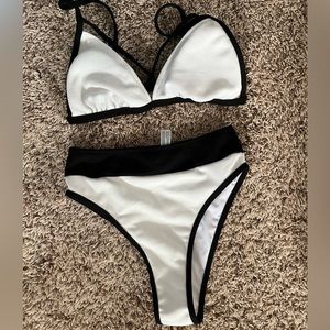 Cupshe Black and White Bikini Set